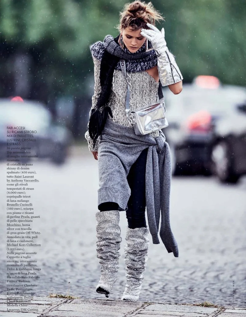 Gilles Bensimon Captures Chloe Lecareux In Lush Grey Looks For